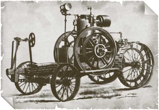The Froelich gas traction engine of 1892, ancestor of the Waterloo Boy.